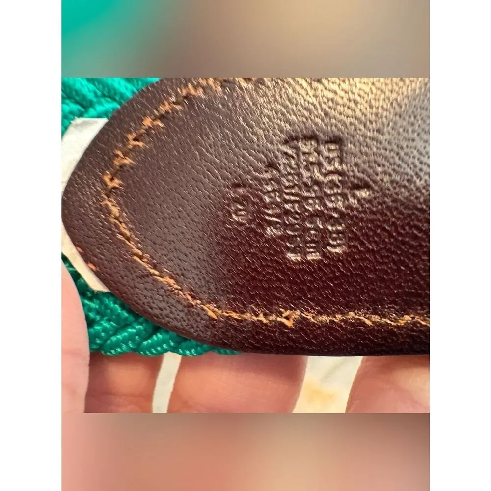 J. Crew Braided Belt in Green with Leather Detail Size Large